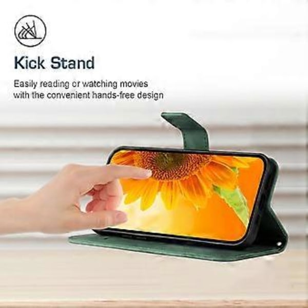 Oppo A58 4G lompakkokotelo, auringonkukkakuvio, jalustallinen nahkakotelo ja ranneke Style A