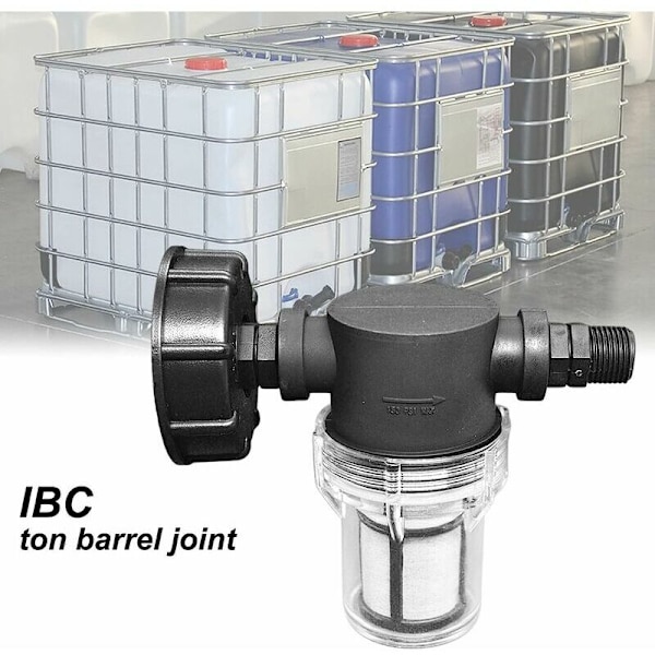 Tilslutning til 1000 liters regnvandstank (1/2'' han-gevind), forbindelse til regnvandssamler med filtrering, adapter til S60x6 IBC-tank