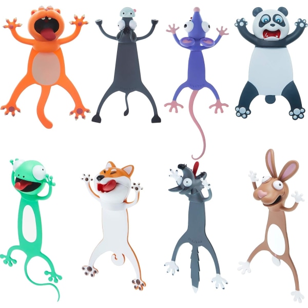 8 delar set 3D tecknade djurbokmärken för barn Söt rolig nov