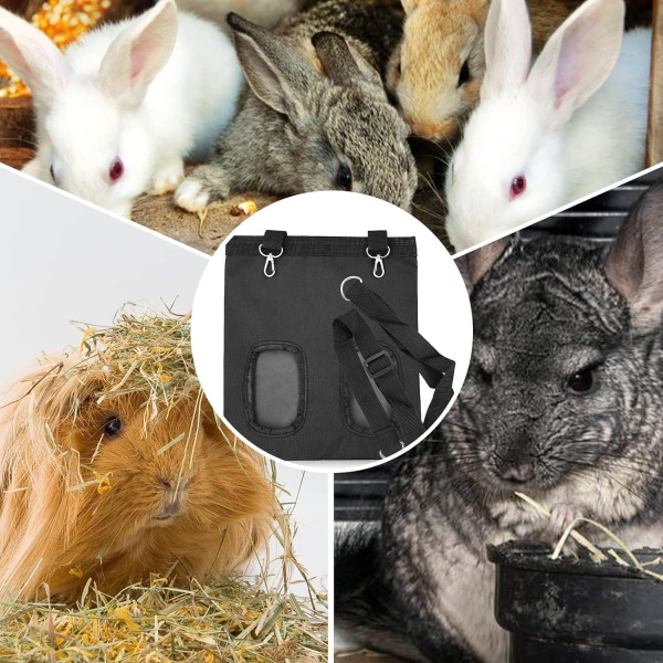 (Svart) Hömatningsväska, Marsvin Chinchilla Oxford Tyg Hängande