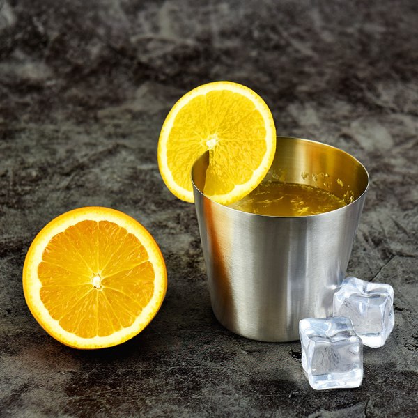 350 ml pommes frites kopp, holdbar, rustfritt stål pommes frites kopp, for servering pommes frites, løkringer, tater tots eller grønnsaker - Restaurantware（sølv）3-pakning