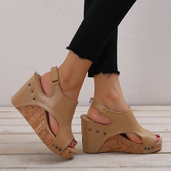 Kilklack Damsandaler Chunky Tjock Sula Nitsandaler.38.Beige