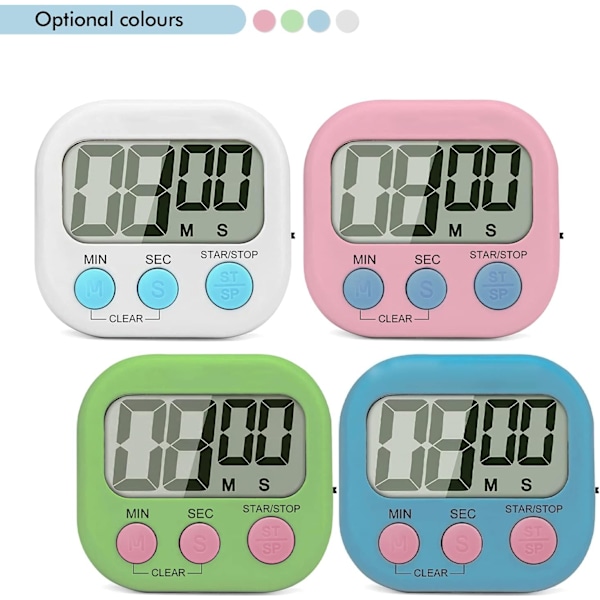 Digital køkkentimer, madlavningstimere, stort display, høj alarm