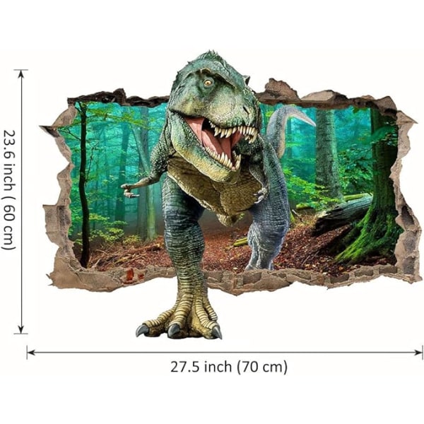 Dinosaur Vægstickers Brudt 3D Dekorativ Vægsticker Aftagelig