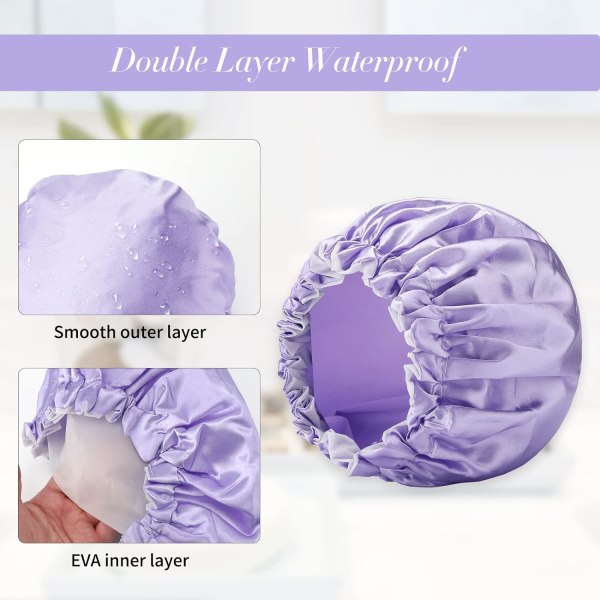 2 stk dusjhette badehette vanntett dusjhette elastisk vanntett