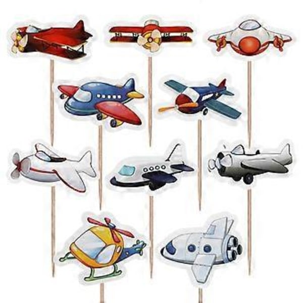 10 stk Kagepynt Flyvemaskine Legetøjsmønstre Kageplukke Cupcakespynt Dessert Dekorative Pynt
