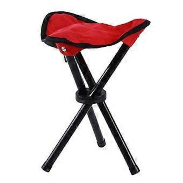 Vikbar Tripod Pall Bärbar Användning Höjd 30 cm 3 Ben Stol för Vandring Camping Fiske Picknick Strand Tripod Sittstol Röd Red