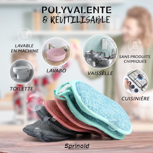 Oppvask svamp 6 stk - Assorterte farger, Multi-overflate, Anti-S