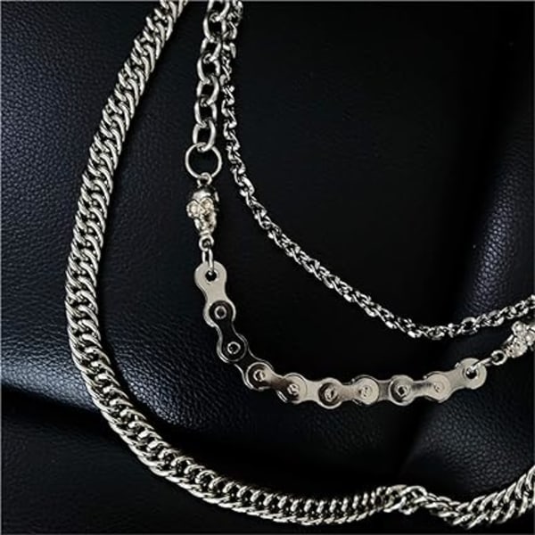Biker Skull Wallet Chain Punk Män Cool Skull Punk Byxor Lång W