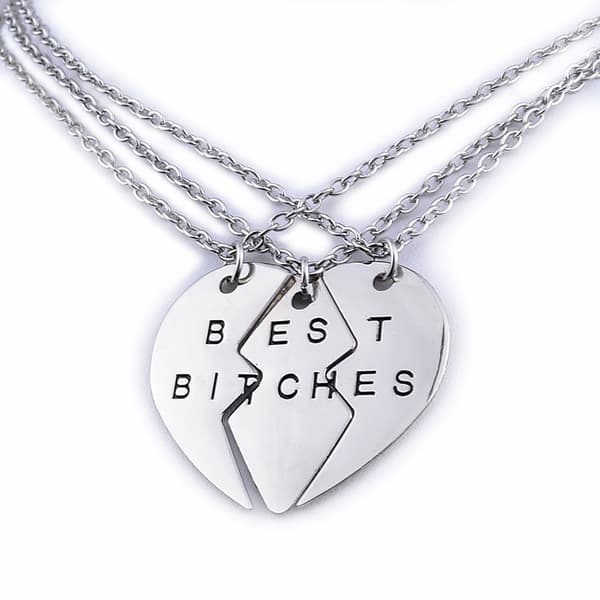 Bästa vänner Trebladig Lappteknik BFF Halsband - Silver