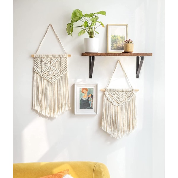 2 spetsvävda väggbonader, liten vävd konst, boho chic heminredning