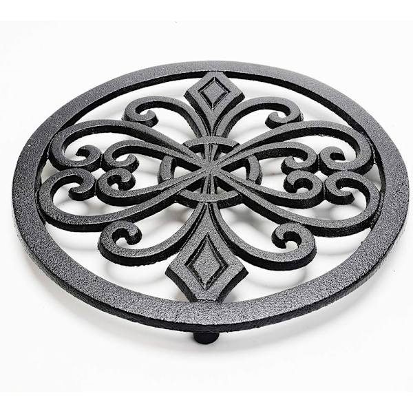 Robust Støbejerns Trivet, Rustfri Sort Hyldebeslag