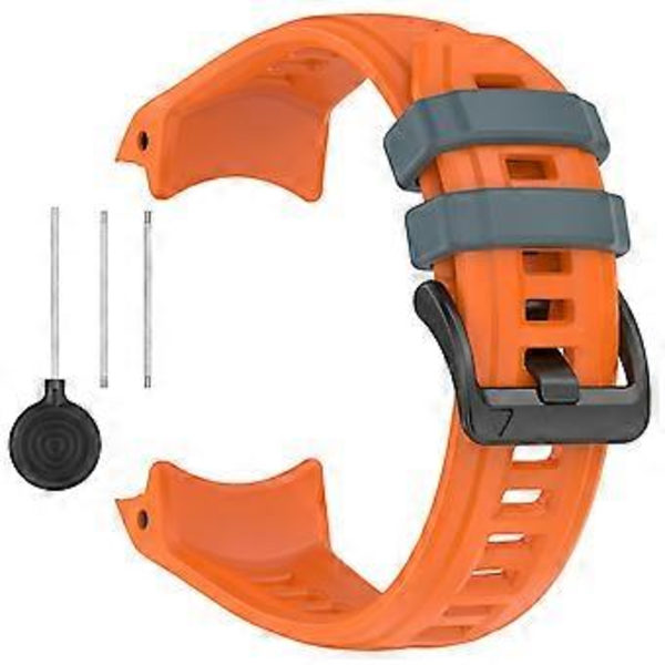 Til Garmin Instinct 3 45mm Urrem 22mm Silikone Udskiftningsrem Orange + Twilight Blue