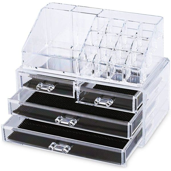 Sort kosmetik- og smykkeskrin 23,5 * 14,5 * 18,5 cm, med