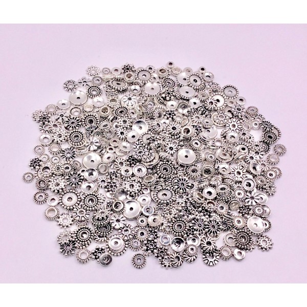 100g Silver Spacer Beads Runda Antik Tibetanska Spacer Beads Meta