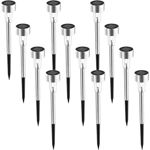 12-pack solcellslampor för trädgårdsstigar, landskaps-/gångbelysning