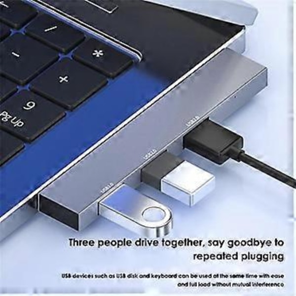 3 IN 1 USB Hub 3 Porttia USB 3.0 -sovitin Kannettavat Mini-telakointiasemat Erittäin ohut 5 Gbps/480 Mbps 01 3 IN 1