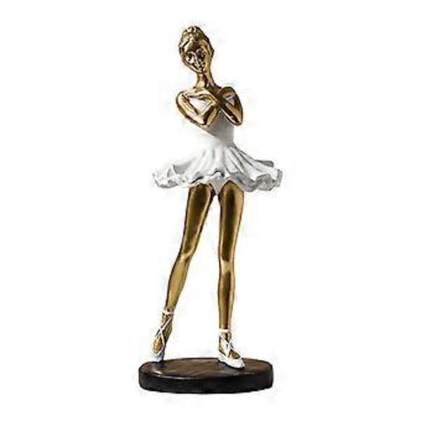 Ballerina Statyer Figurer Resin Flicka Figur Display Dansare Skulptur Statyett för Entré Sovsal Inflyttningsfest Matbord (Stil A Gyllene)