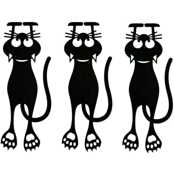 3st utskärning svart kattungebokmärke, återanvändbart plastbokmärke, Bl