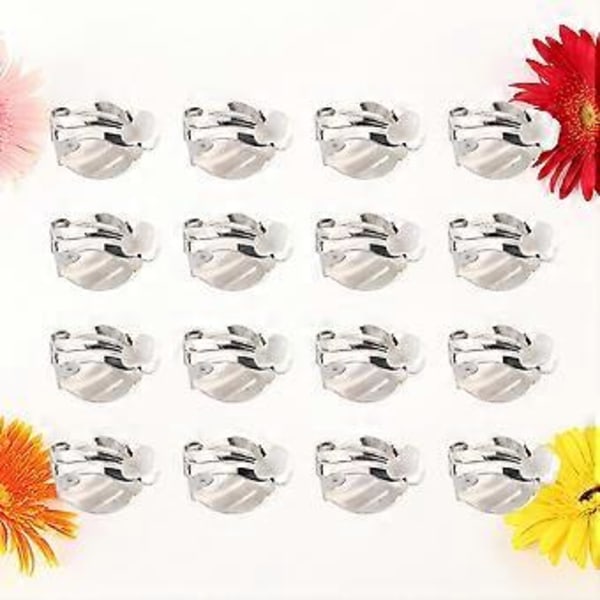 20 st Öronclips på Örhängen Omvandlare Platt Rund Örhänge Komponenter Smyckesverktyg för DIY Örhängen Icke Hål i Öronen (10mm, Silver)