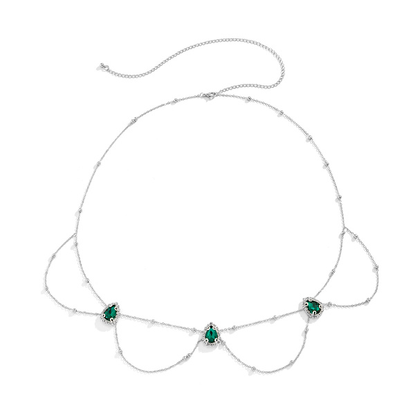 Glittrande Rhinestone Midjekedja Silver Crystal Belly Chain Kroppssmycken Nattklubb Rave för Kvinnor och Flickor