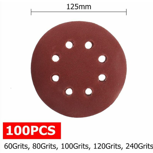 125mm 60 80 100 120 240 Slibeskiver Rund Form Poleringsplade
