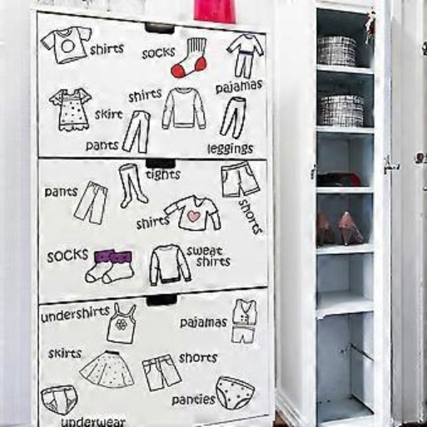 1 Ark Tøjlabel Mærkat Garderobe Tøj Klassificeringsmærke Kommode Mærkat