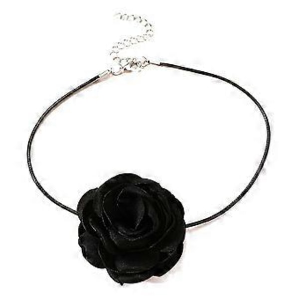 Tyylikäs poltetun reunan kukka choker kaulakoru naisille romanttinen kukka choker solisluu juhla banketti kaulakoru koru lahja musta Black