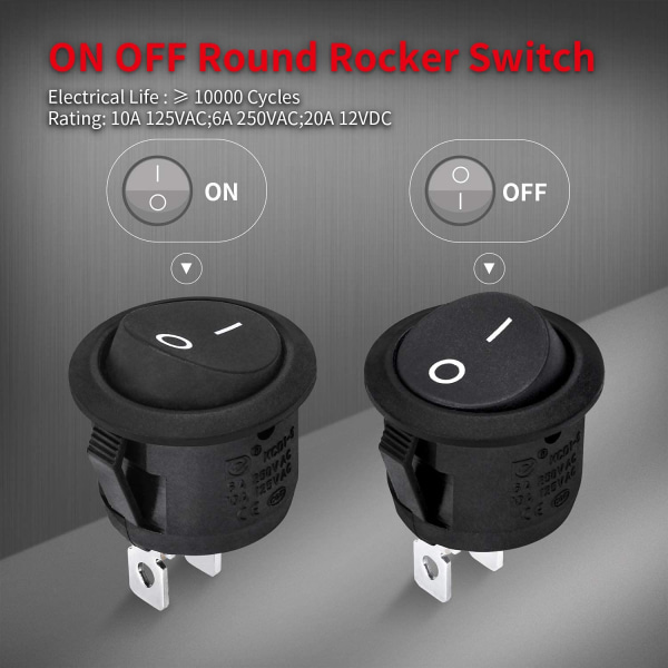 Circle Round Rocker Switch ON Off SPST 20mm Mini Toggle Switch f