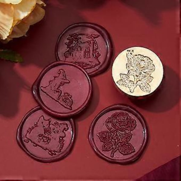 Rose Voks Segl Stempel Messing Hode Plante Forseglingsvoks Stempel for Invitasjon Gratulasjonskort Scrapbooking Dekorasjoner Haunted Castle