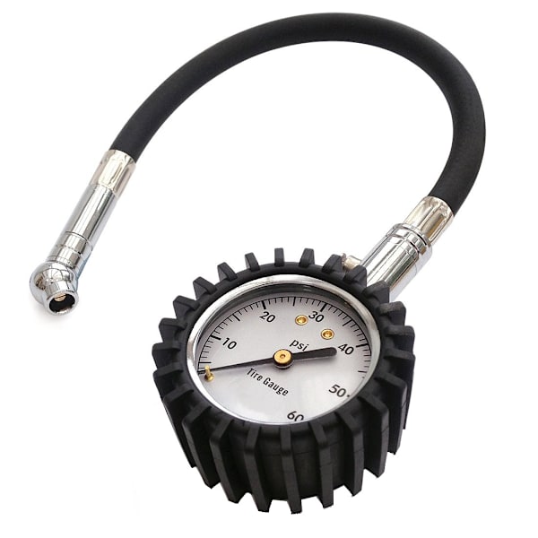 1 st svart silver däcktrycksmätare 4 bar 60 PSI däckpress