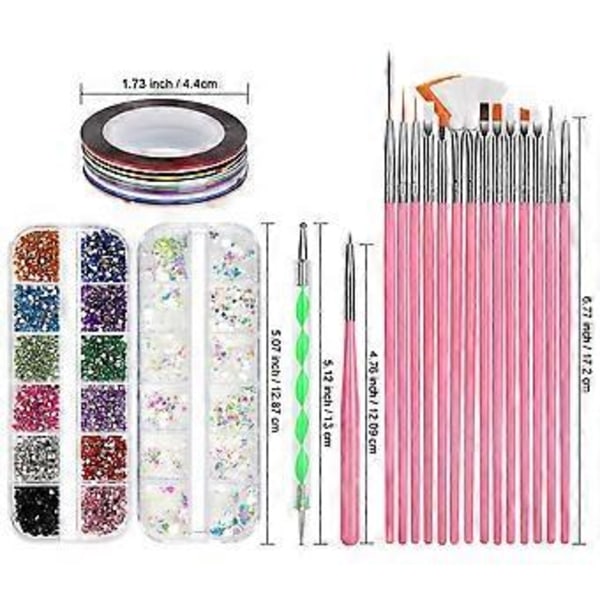 Nagelkonst Penselset - 20st Dubbeländade Nagelkonst Penslar Kit
