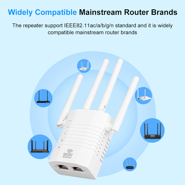 Tehokas WiFi-toistin Tehokas WiFi-vahvistin 1200Mbps Dual Ban