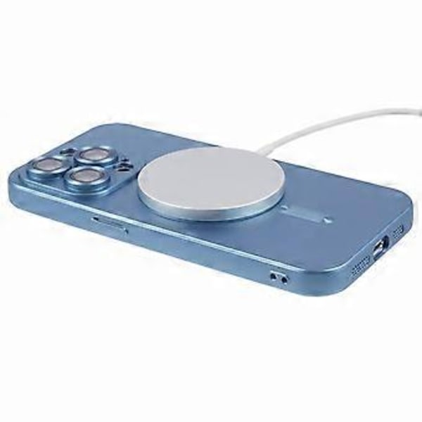 För iPhone 15 Pro TPU Skal Kompatibelt med MagSafe Gummibelagt Mobilskal med Linsskydd Style D
