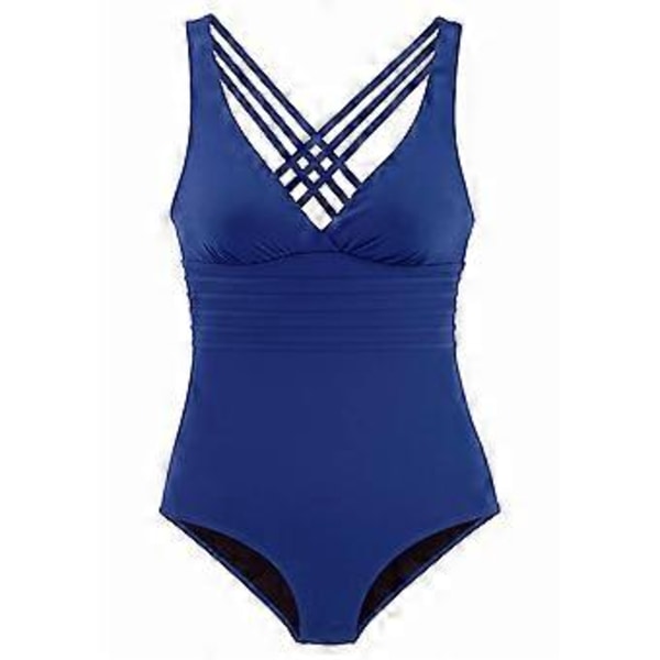 Dame Badedragt med Brede Stropper, Sexet Heldragt, Push Up Badetøj, Krydsbandage, Strandtøj, Udskæringer, Sort XL Black XL
