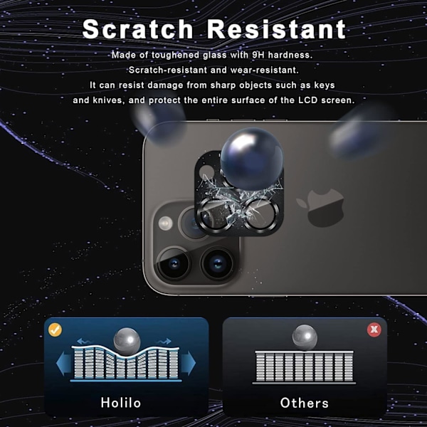 Svart bakkamera beskytter for iPhone 14 Pro/iPhone 14 Pro Max