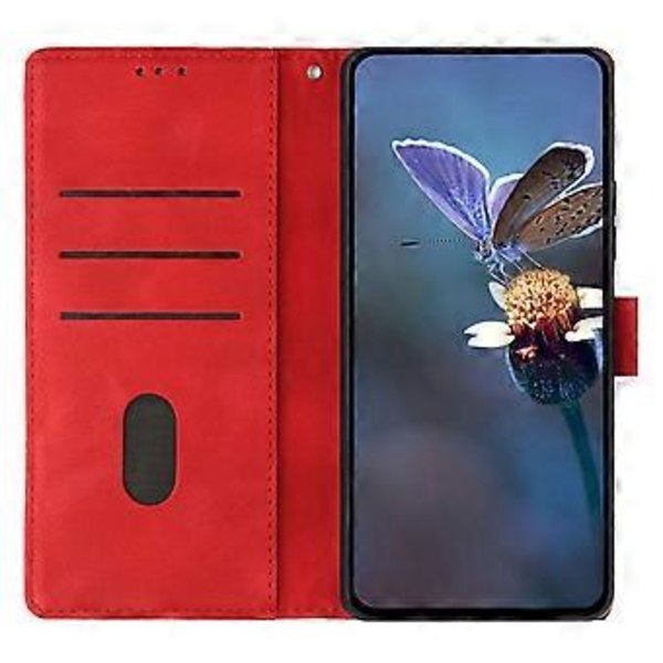 For Honor 400 Lite Etui Wallet Stand Præget Trekantmønster Læder Telefon Flip Cover Red