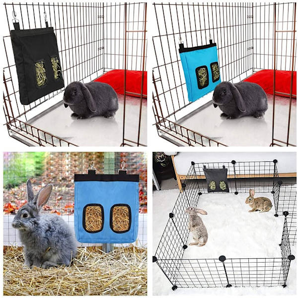 (Blå) Kanin Hö Feeder Väska Hö Väska Hängande Feeder Gris Hö Feede