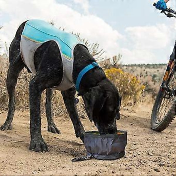Hundeskål rejseskåle foldbar til hundekæledyr, lækagesikker bærbar på farten med lynlås foderskål og drikkeskål (2 rejseskåle) (Sort)