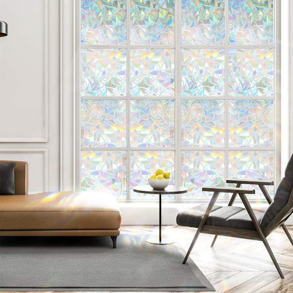 Privacy Window Film 3D Rainbow Effect Dekorativ Film Selvhæftende