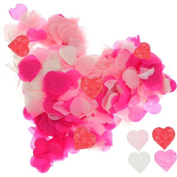 10000 hjerteformet konfetti, 4 farger (hvit, rosa, rose, rød) romantisk bryllupskonfetti, egnet for bryllup, 100g