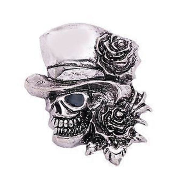 Vintage Punk Kallo Rintaneula Halloween Kallo Luuranko Hatulla ja Ruusu Kukka Rintakoru Juhliin