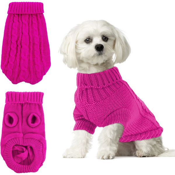 Liten hundegenser, klassisk ensfarget, strikket vinterklær for hannhund/hunn
