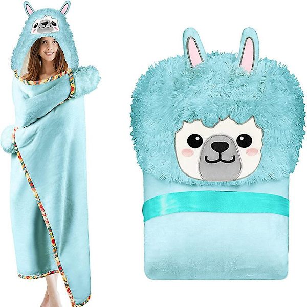Kvinder Oversized Hoodie Tæppe Varm Alpaca Cape Hætteklædt Dame Badekåbe Tæppe..
