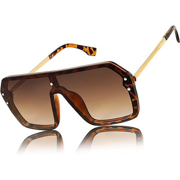 Klassiske Siamese One Piece Solbriller - Leopard - Nice Rimless Stylis