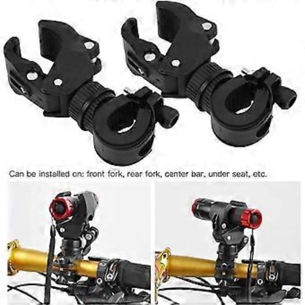 2 stk. Sykkellyktfeste 360 graders roterbart sykkellyktfeste Sykkelutstyr for sykling MTB