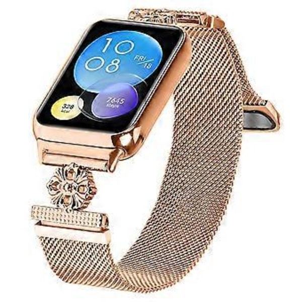 For Xiaomi Smart Band 8 Pro Milanese Armbånd Blomst Rustfritt Stål Magnetisk Mesh Klokkereim Style B