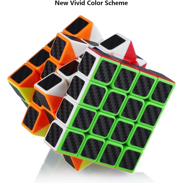 Svart - Rubik's Cube 4x4 4x4 Carbon Fiber Sticker Present för barn