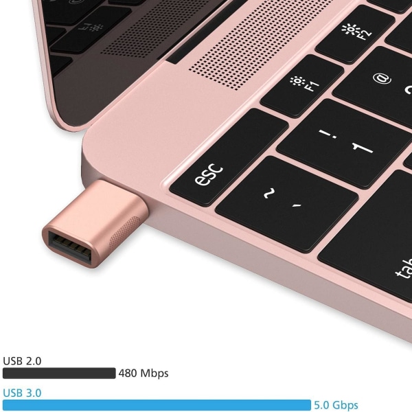 Rose Gold USB C til USB Adapter (2-pak), USB-C til USB 3.0 Adapter