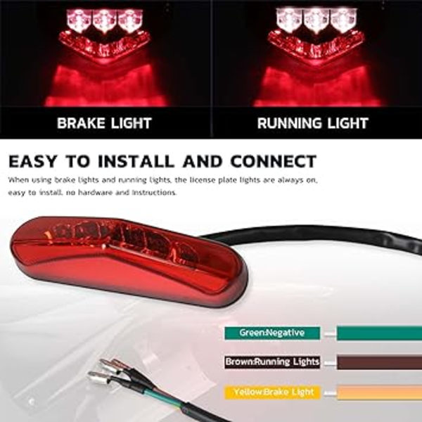 Motorcykel LED-broms bakljus registreringsskylt ljus 12V Universa